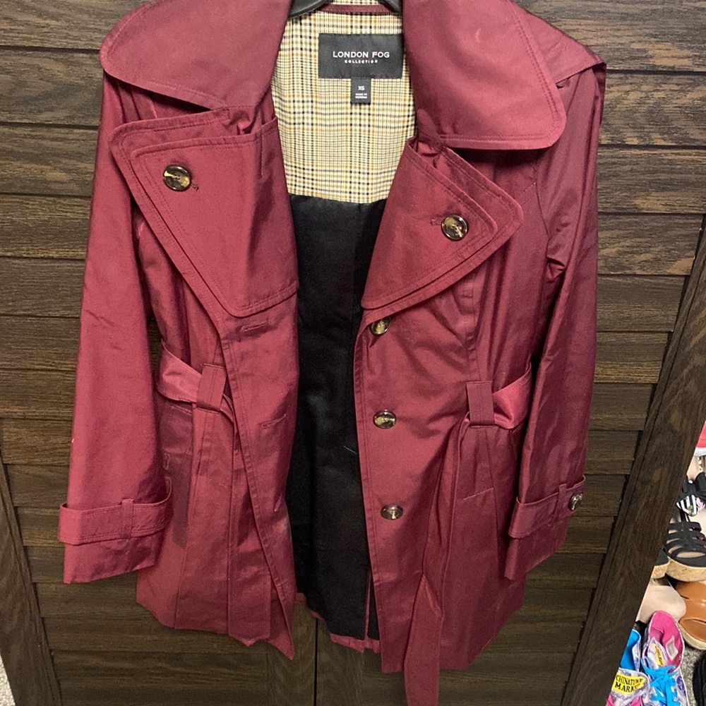 Women’s burgundy trench coat